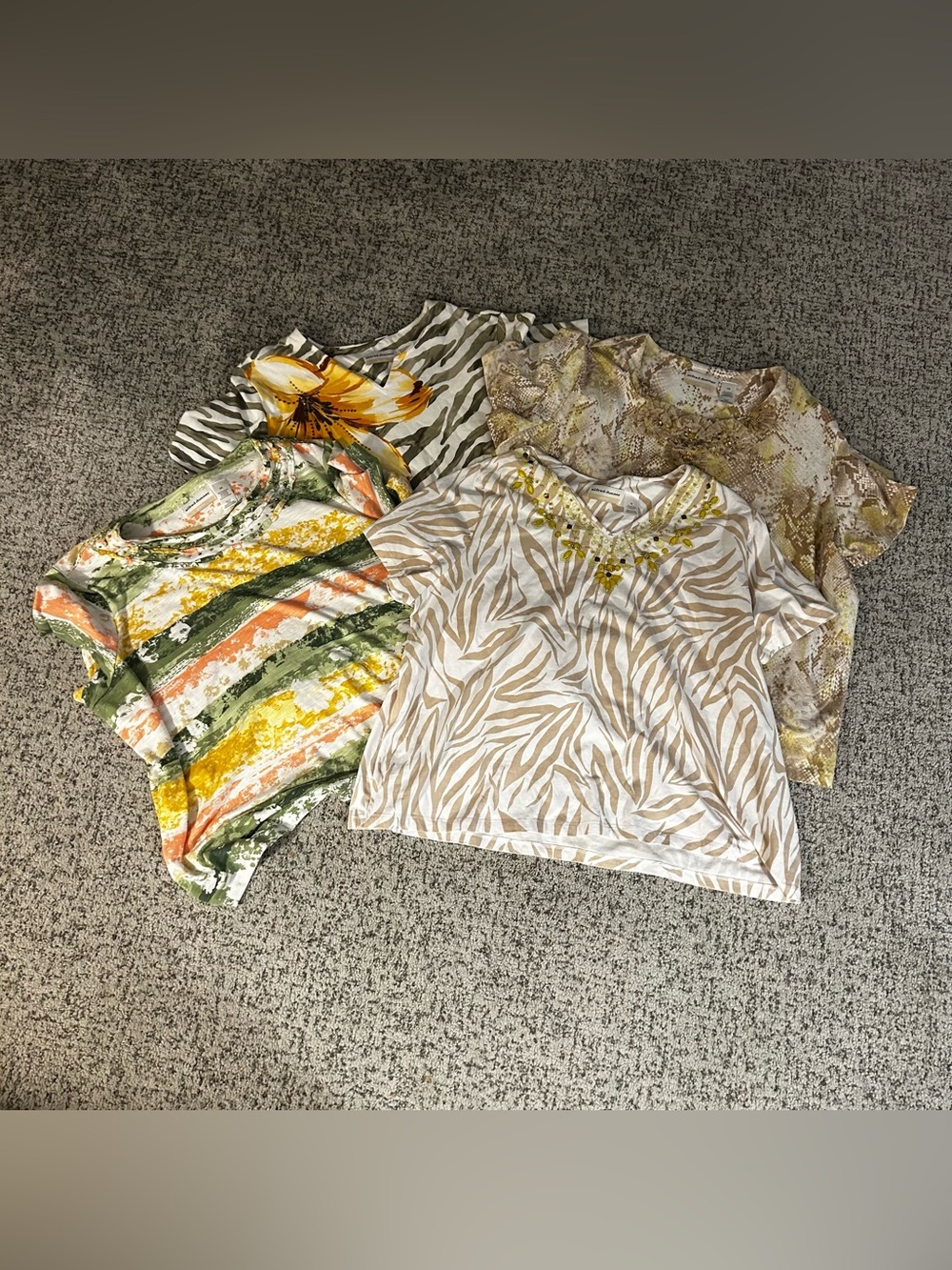 BUNDLE Alfred Dunner 4 Multi-Colored Short Sleeve T-Shirts Size 3X Women’s